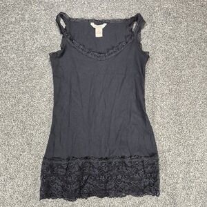 Sundance Elan Tank Top Women's XS Black Lace Trim Camisole Y2K